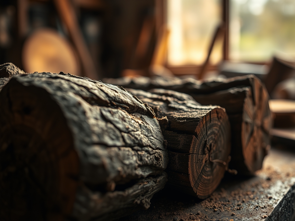 Hand Peeling Cedar Logs
