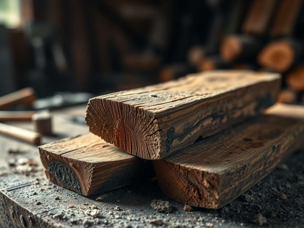 Hand Splitting Firewood Planks